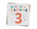 Three-nager - Orange - Age 3 Birthday Card