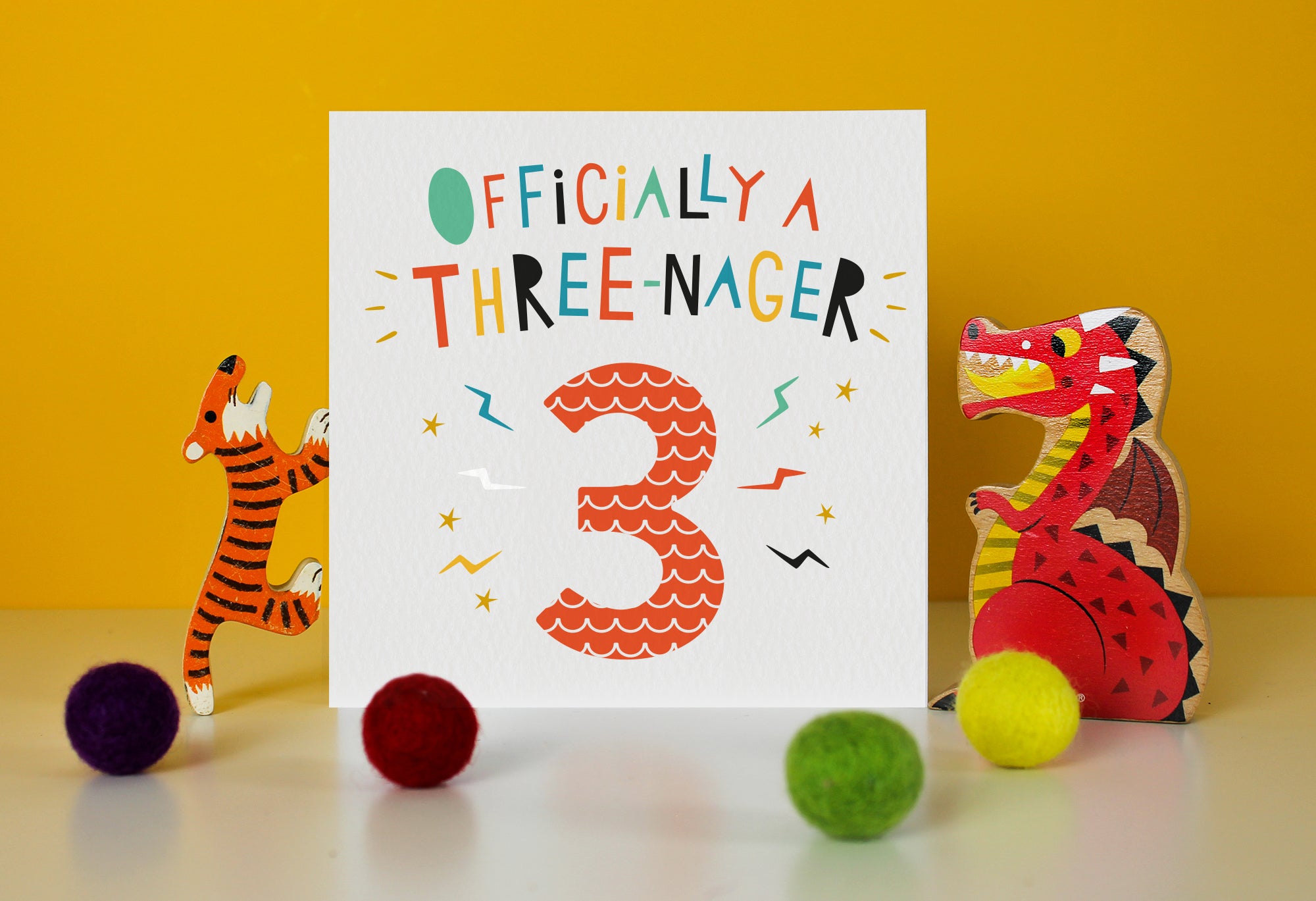 Three-nager - Orange - Age 3 Birthday Card