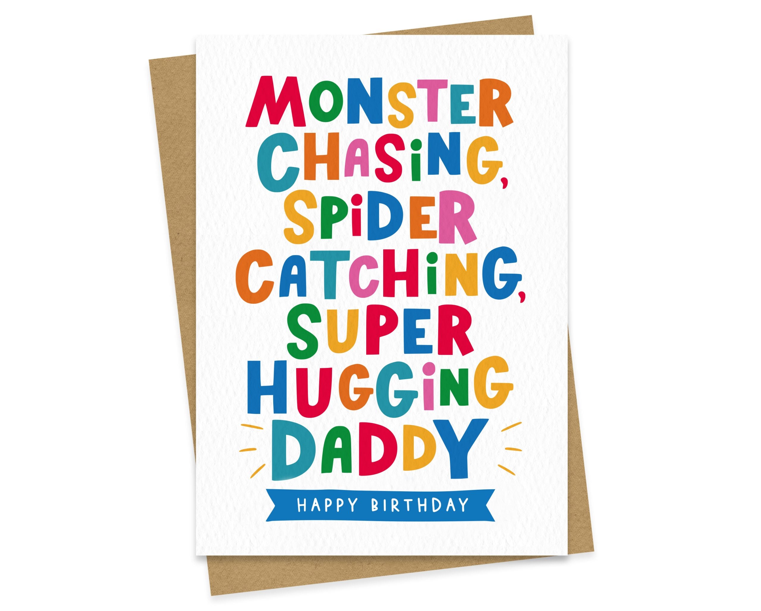 Monster Chasing Super Daddy - Birthday Card