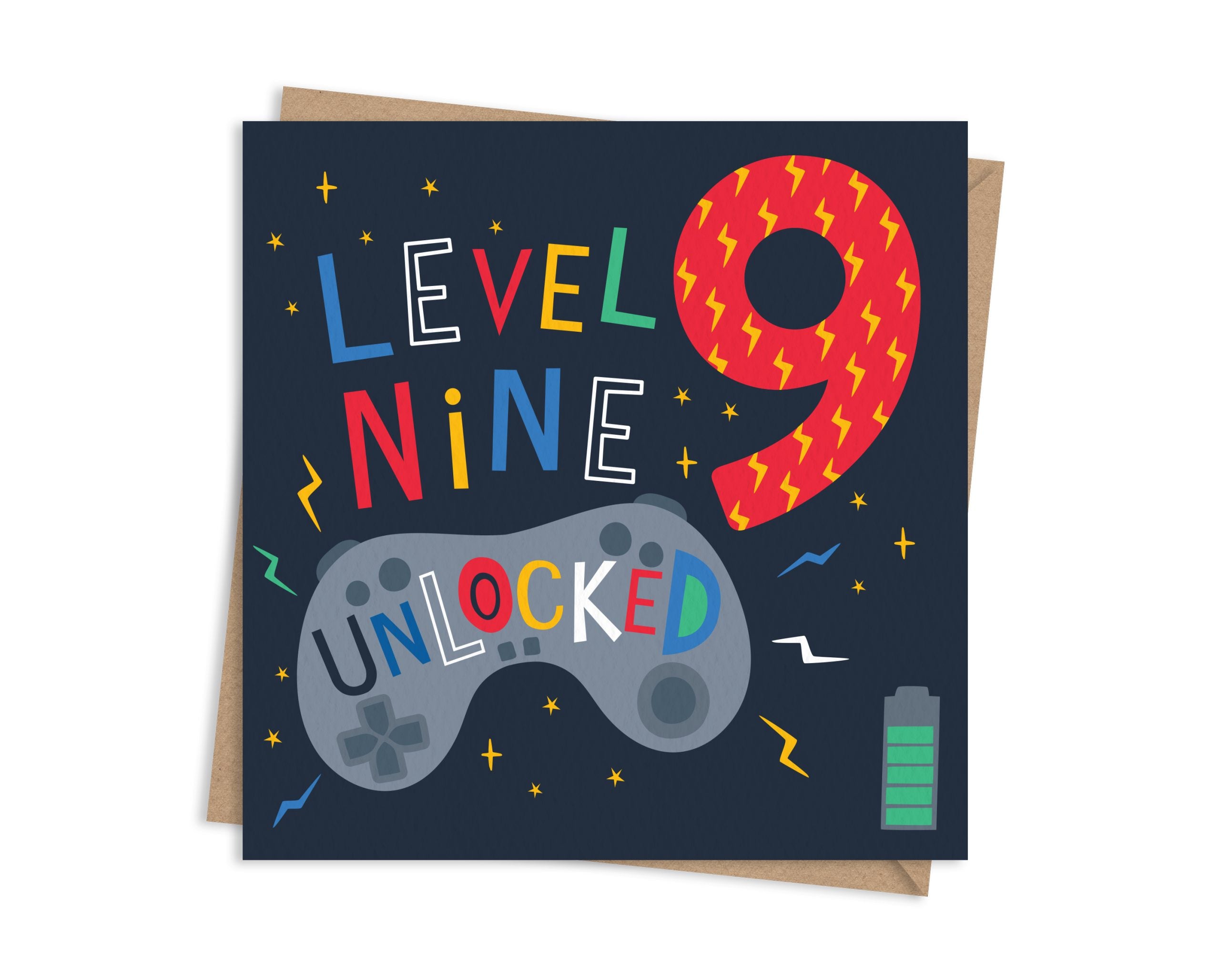 Level Nine Unlocked Gaming 9th Birthday Card