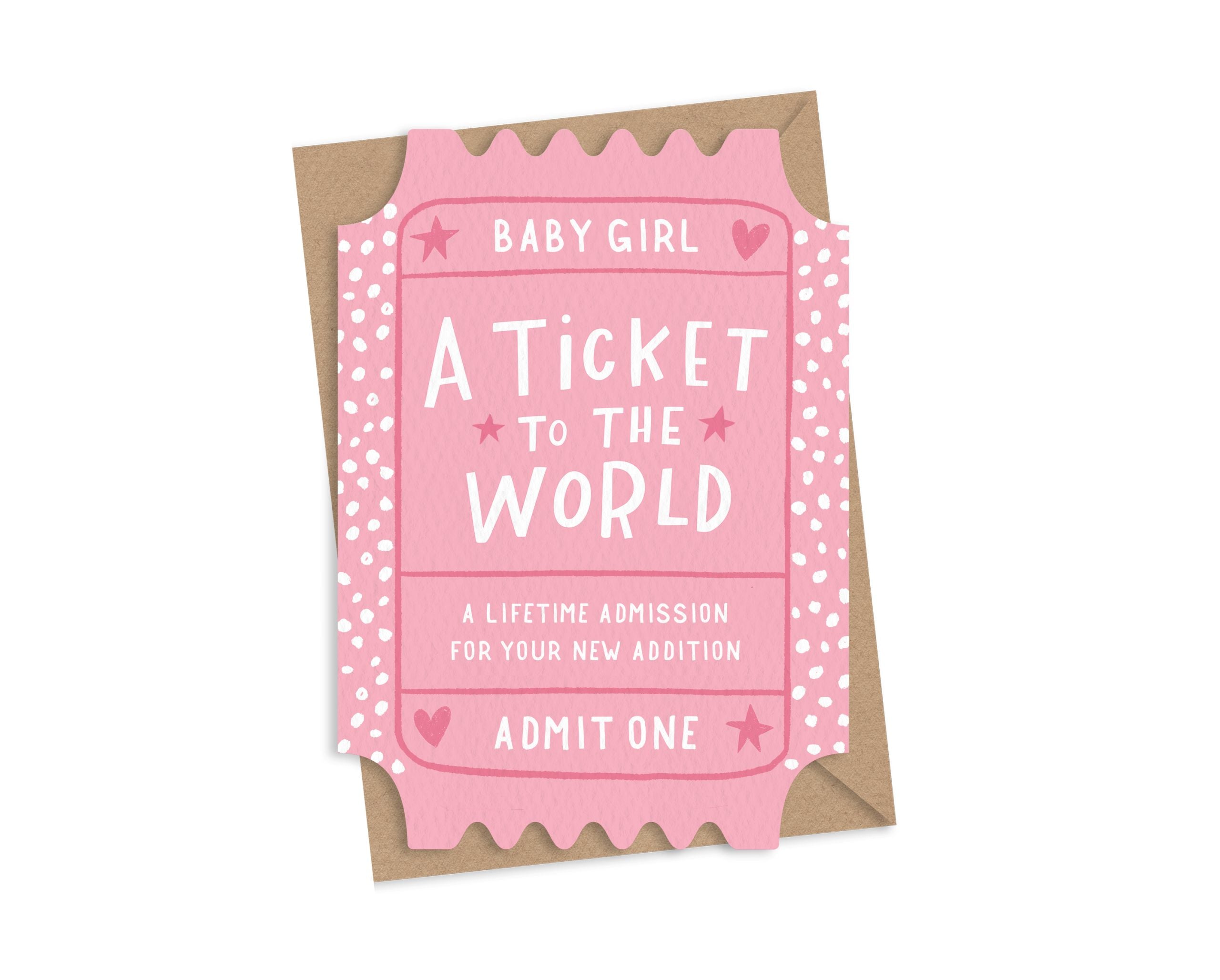 A Ticket to the World - New Baby Girl Card
